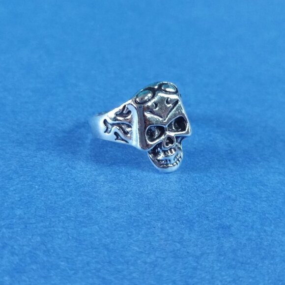 🕶💀 Skull With Motorcycle Glasses Biker Ring – Size 10 - Picture 2 of 4